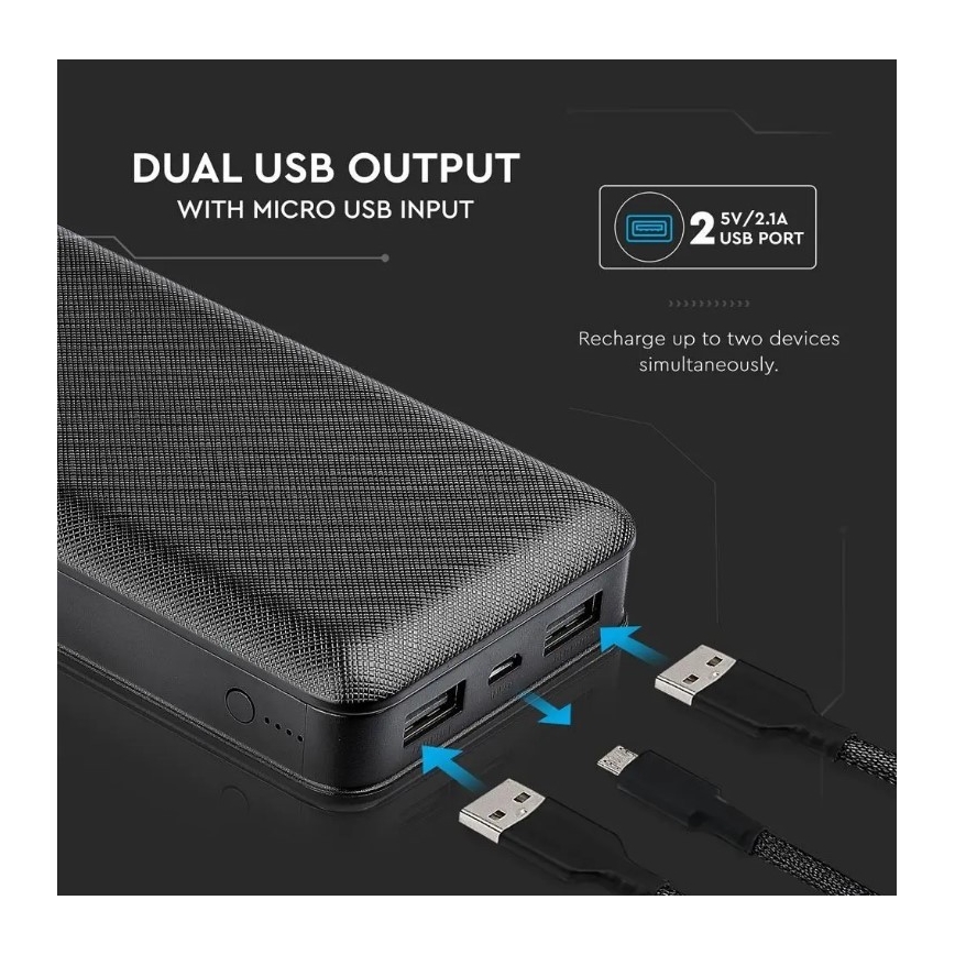 Power bank 20000mAh/5V fekete