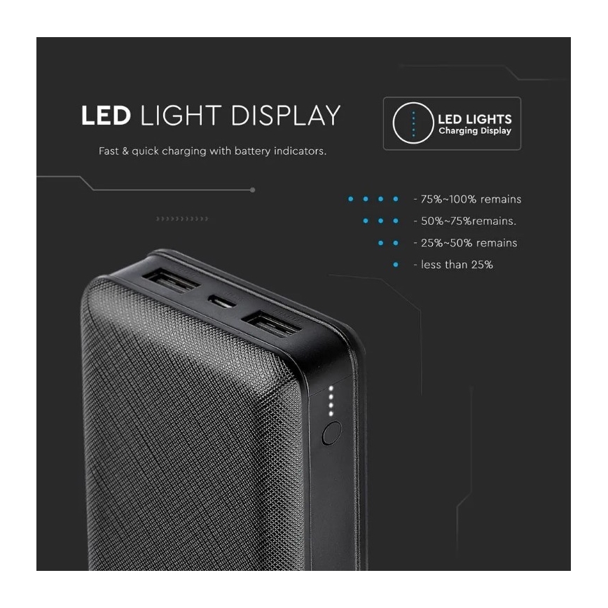 Power bank 20000mAh/5V fekete