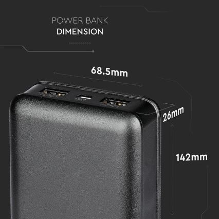 Power bank 20000mAh/5V fekete