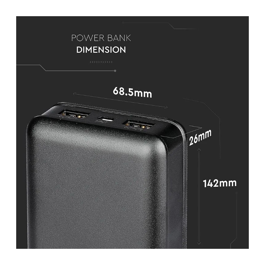Power bank 20000mAh/5V fekete