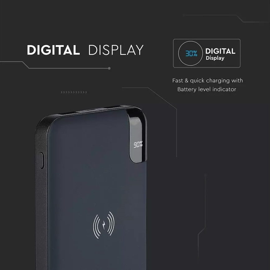 Power Bank 8000mAh/3,7V vezeték nélküli töltéssel kék töltőállomás