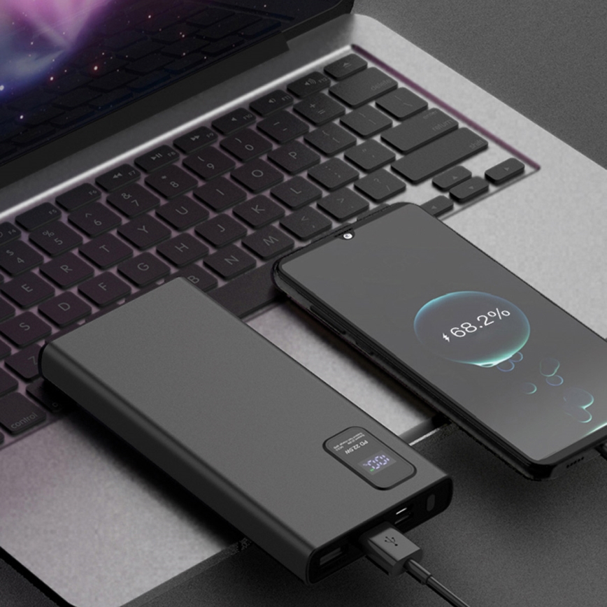 Power Bank LED kijelzővel Power Delivery 10000 mAh 3,7V fekete