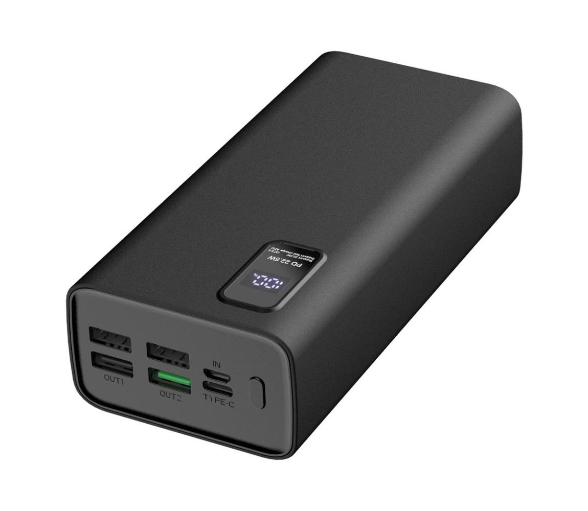 Power Bank LED kijelzővel Power Delivery 30000 mAh 3,7V fekete PMPB30WQC728B