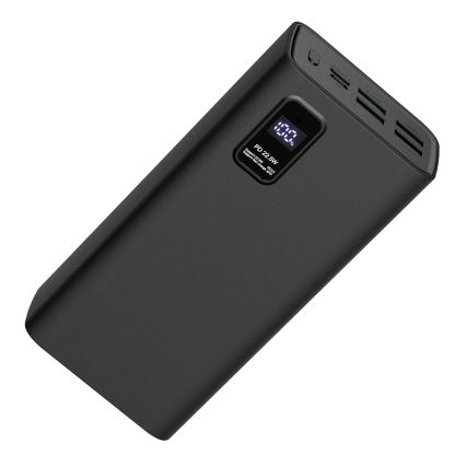 Power Bank LED kijelzővel Power Delivery 30000 mAh 3,7V fekete