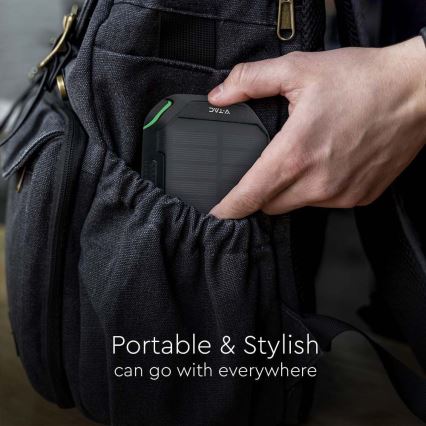 Napelemes power bank beépített lámpával Power Delivery 30000mAh/20W/5V fekete