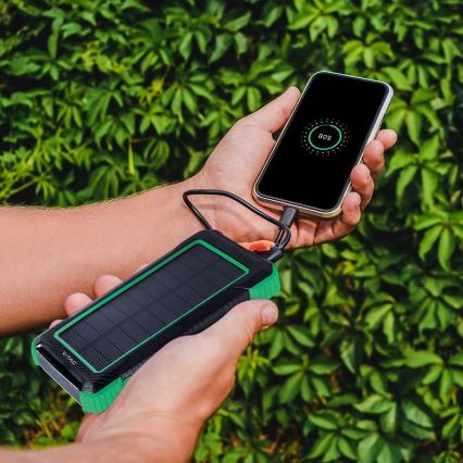 Power Bank napelemes Power Delivery 10000mAh/10W/5V fekete