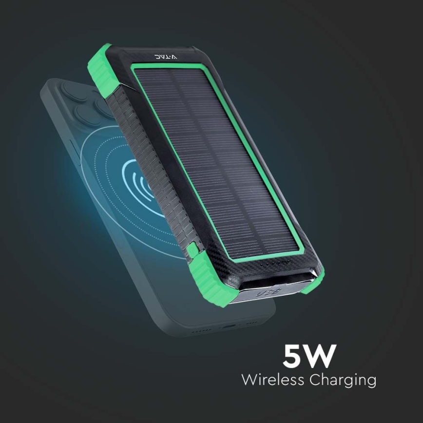 Power Bank napelemes Power Delivery 10000mAh/10W/5V fekete