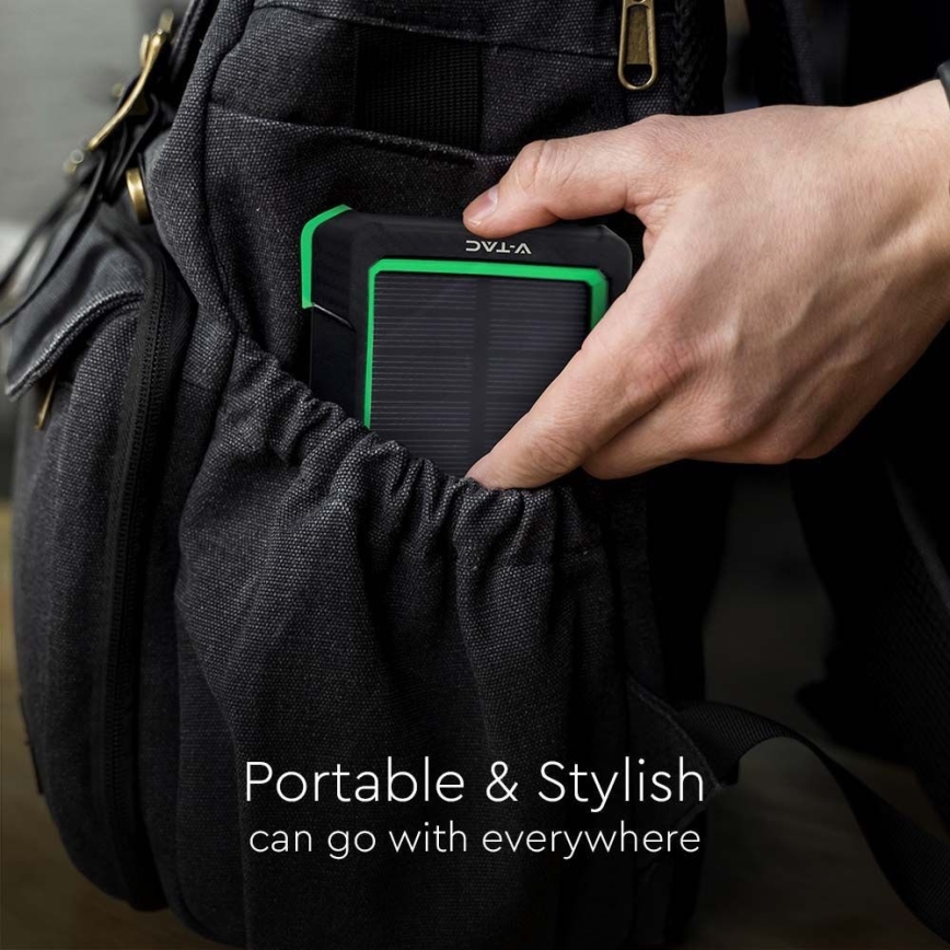 Power Bank napelemes Power Delivery 10000mAh/10W/5V fekete
