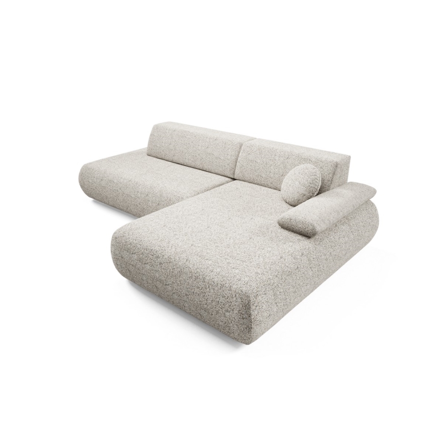 PRATO jobb oldali, L alakú, kihúzható ülőgarnitúra tárolóval, bézs