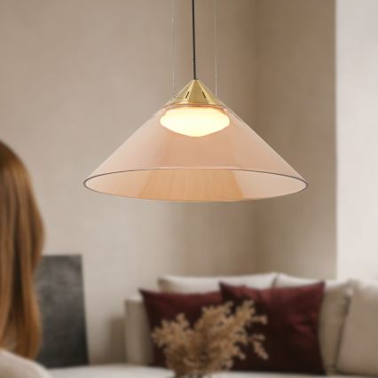 PRESTO kábeles csillár 1xGX53/10W/230V átm. 42 cm arany/füstös bézs