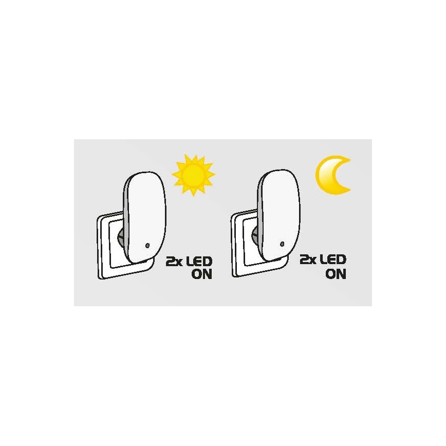 Luxera 1619 - LED svítidlo do zásuvky MINI LIGHT 2xLED/0,3W/230V senzor