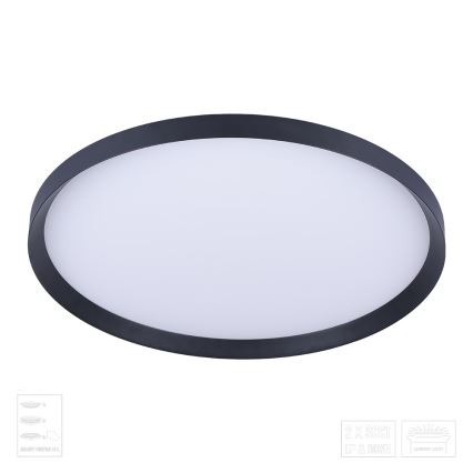 Prezent 17311 - LED mennyezeti lámpatest ADRA LED/42W/230V + LED/13W 3000/4000/6000K átmérő 48,5 cm fekete