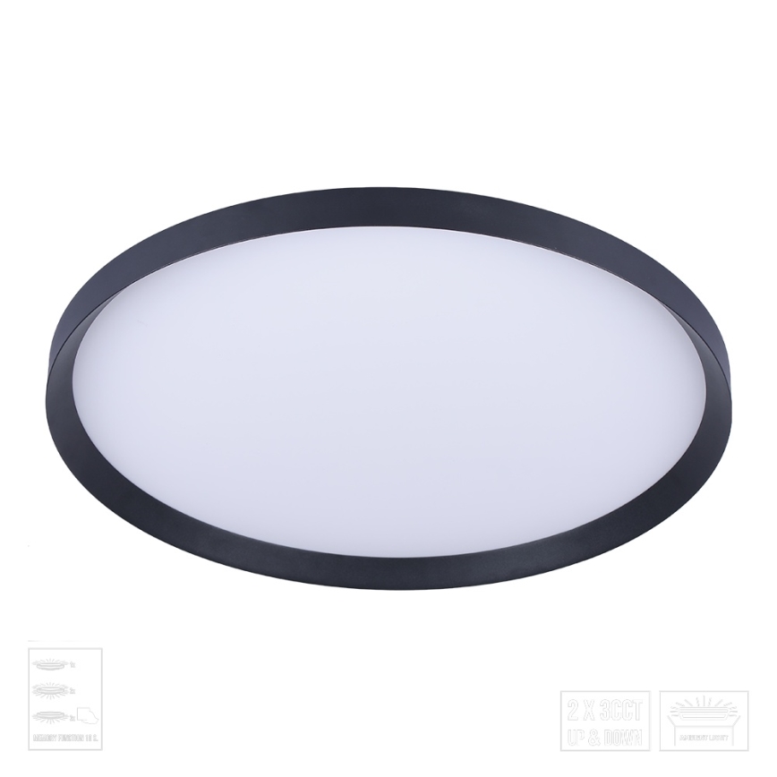 Prezent 17311 - LED mennyezeti lámpatest ADRA LED/42W/230V + LED/13W 3000/4000/6000K átmérő 48,5 cm fekete