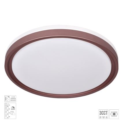 Prezent 71344 - Fényerőszabályozható LED mennyezeti lámpa FLOREN LED/30W/230V 3000/4000/6500K átmérő 41,5 cm barna