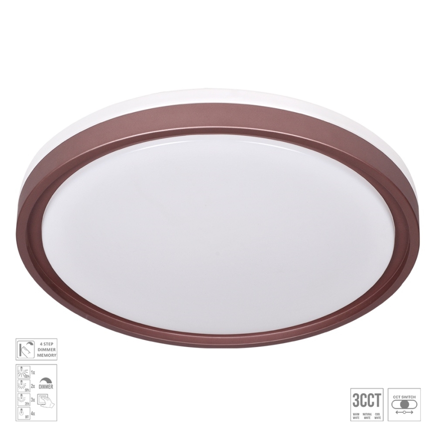 Prezent 71344 - Fényerőszabályozható LED mennyezeti lámpa FLOREN LED/30W/230V 3000/4000/6500K átmérő 41,5 cm barna