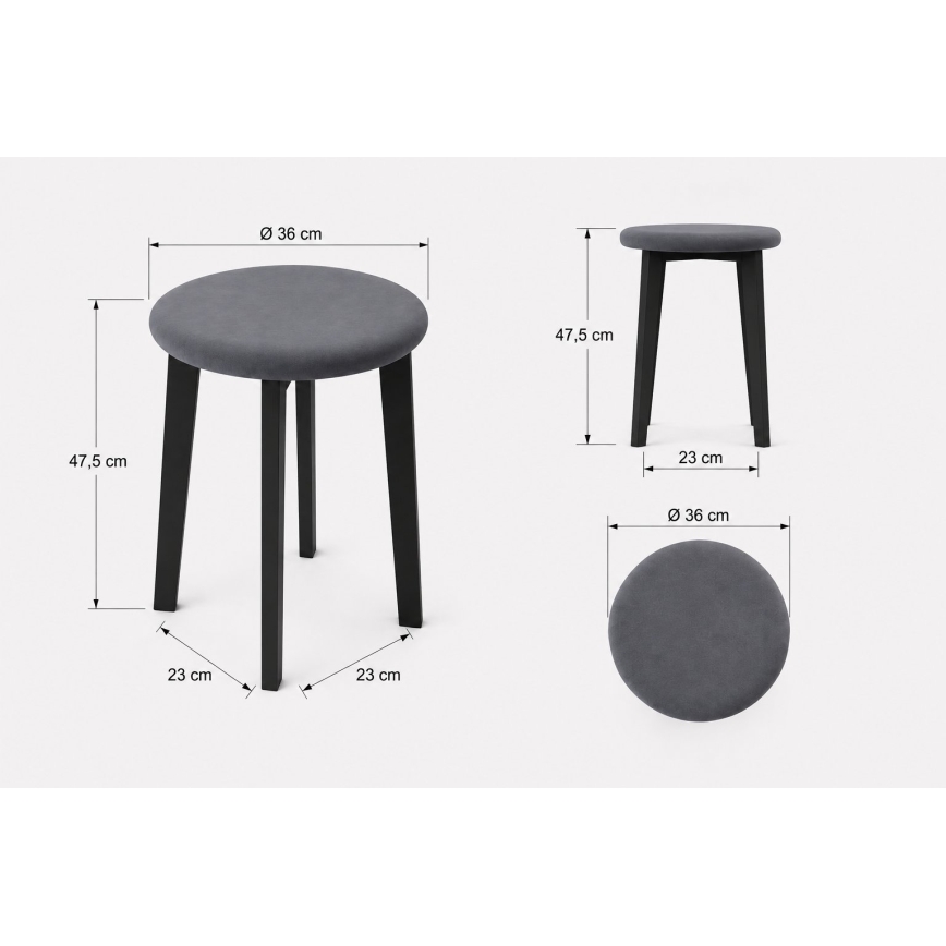 Puff KUBE átm. 36 cm fekete/szürke