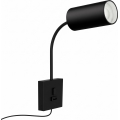 PUNTO USB-csatlakozós fali lámpa 1xGU10/9W/230V fekete