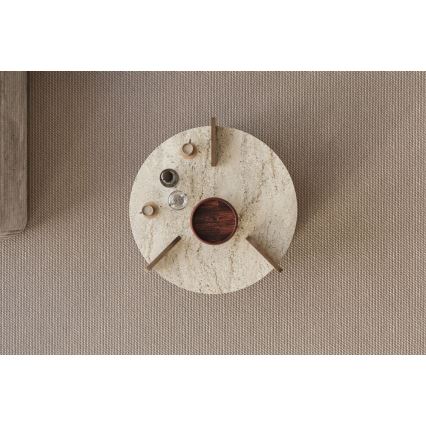 PURO dohányzóasztal, átmérő 70 cm, bézs/dió