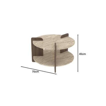 PURO dohányzóasztal, átmérő 70 cm, bézs/dió