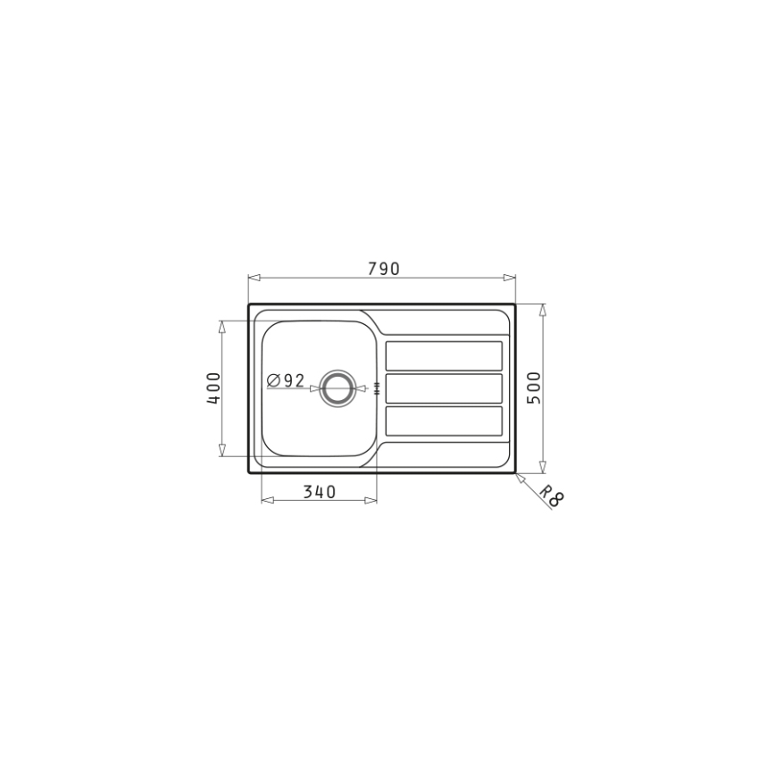 Pyramis 100178701 - ATHENA konyhai mosogató 79x50 cm szatén