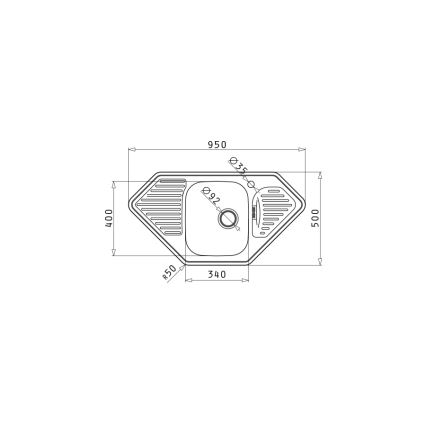 Pyramis 108760801 - MEDUSA CORNER konyhai mosogató 95x50 cm