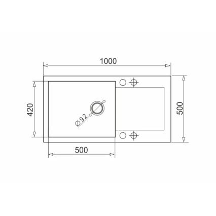 Pyramis 70089601 - MIDO 100x50 cm konyhai mosogató gránit/fekete