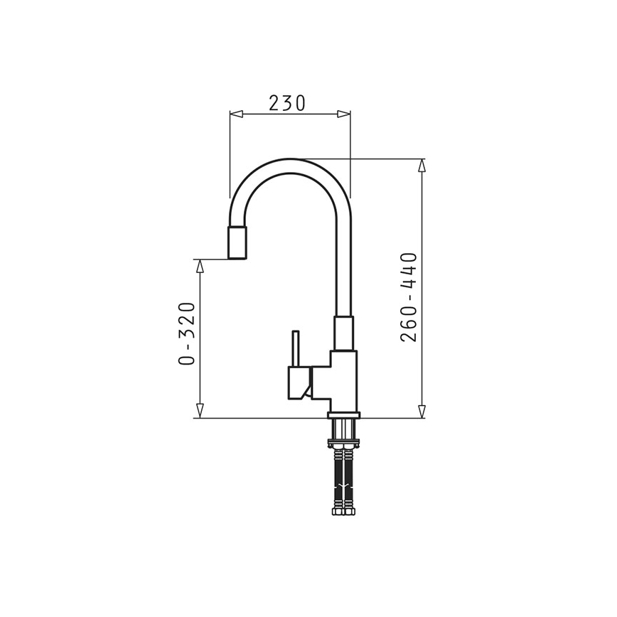 Pyramis 90938001 - Mosogató csaptelep flexibilis FLESSI karcsal, szürke