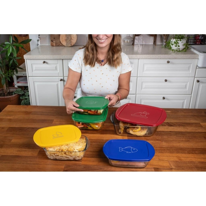 PYREX 2 darabos üveg élelmiszertároló szett 1,2/2,5 l