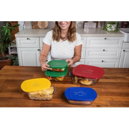 PYREX 2 darabos üveg ételtároló szett — 1,2 l és 2,5 l