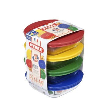 PYREX 4 darabos üveg ételtároló készlet, 0,3 l