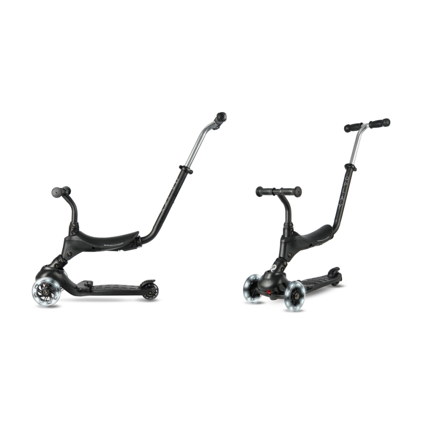 QPlay - Gyermekroller LED világító kerekekkel 5 az 1-ben SEMA PRO fekete