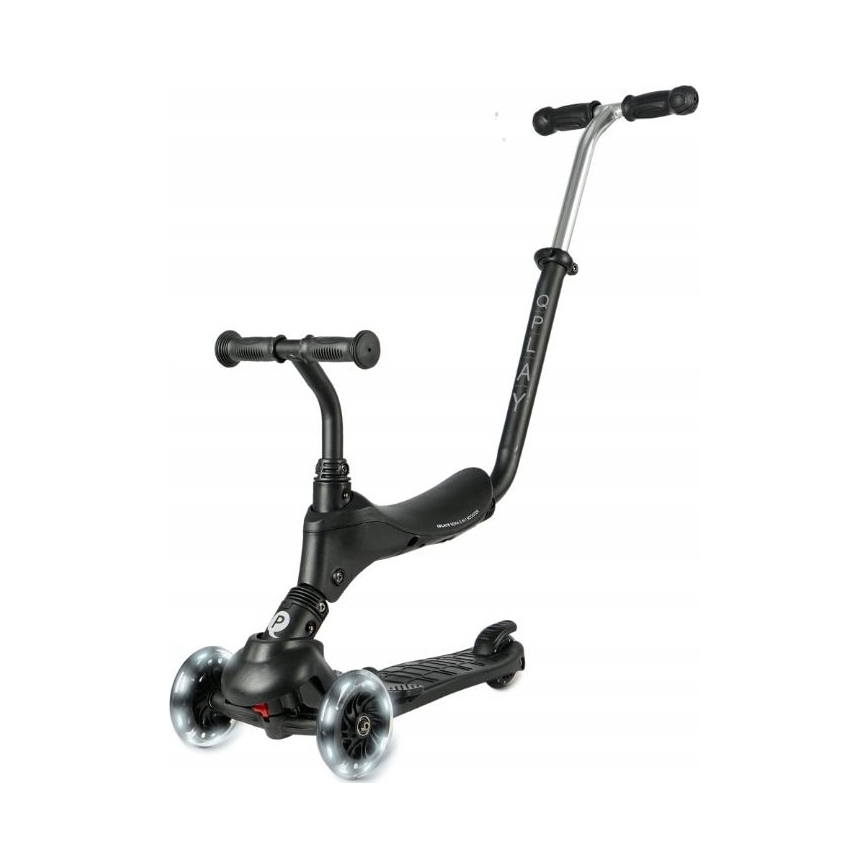 QPlay - Gyermekroller LED világító kerekekkel 5 az 1-ben SEMA PRO fekete