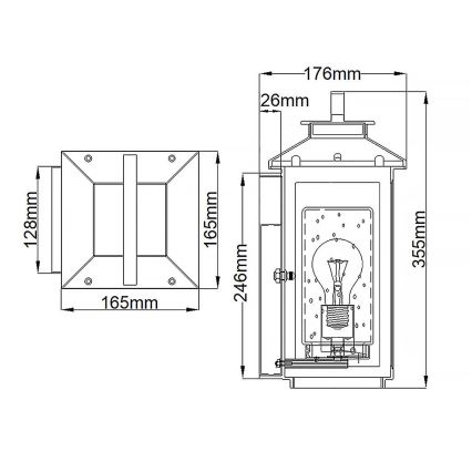 Quintiesse - kültéri fali lámpatest ATWATER S 1xE27/60W/230V IP44 fekete