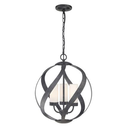 Quintiesse - BLACKSMITH kültéri, láncon függő csillár, 3xE14/40W/230V, átm. 40,7 cm, IP44, fekete