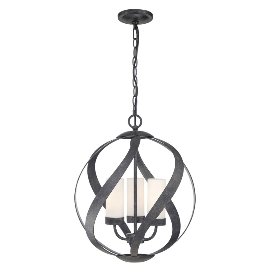 Quintiesse - BLACKSMITH kültéri, láncon függő csillár, 3xE14/40W/230V, átm. 40,7 cm, IP44, fekete