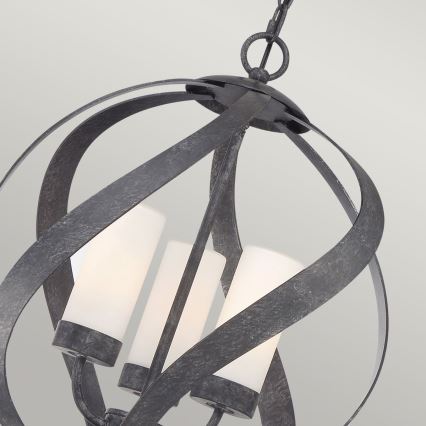 Quintiesse - BLACKSMITH kültéri, láncon függő csillár, 3xE14/40W/230V, átm. 40,7 cm, IP44, fekete