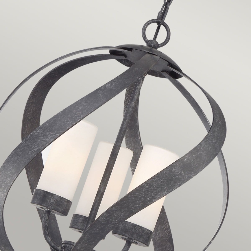 Quintiesse - BLACKSMITH kültéri, láncon függő csillár, 3xE14/40W/230V, átm. 40,7 cm, IP44, fekete