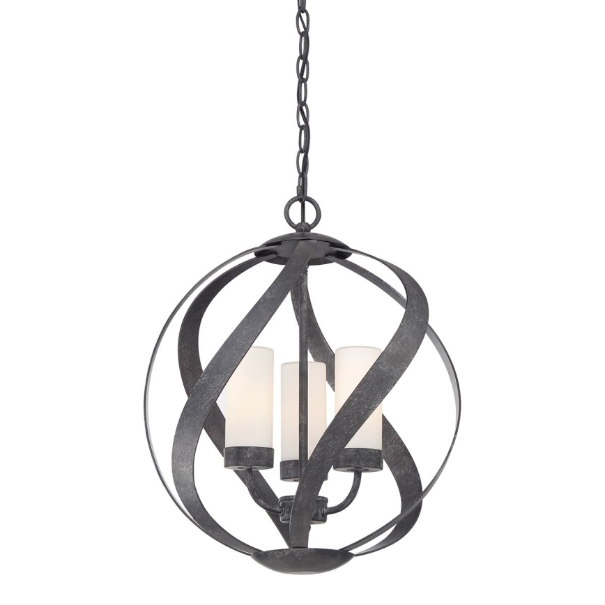 Quintiesse - BLACKSMITH kültéri, láncon függő csillár, 3xE14/40W/230V, átm. 40,7 cm, IP44, fekete