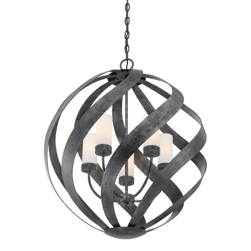Quintiesse - Kültéri láncos csillár BLACKSMITH 5xE14/40W/230V átm. 66,4 cm IP44 fekete