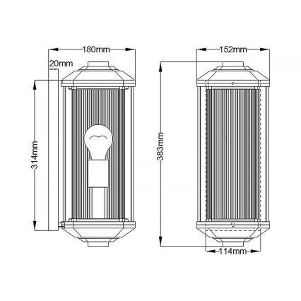 Quintiesse - CASTELLE M kültéri fali lámpatest 1xE27/60W/230V IP44 fekete