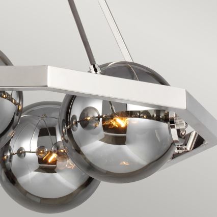 Quintiesse - HARPER rúdon függő csillár 5xE14/60W/230V, Ø 77,5 cm, fényes króm/füstszínű
