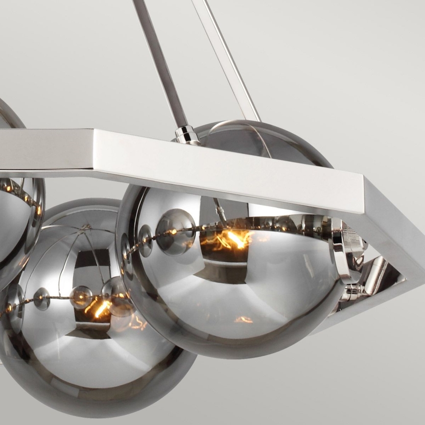 Quintiesse - HARPER rúdon függő csillár 5xE14/60W/230V, Ø 77,5 cm, fényes króm/füstszínű