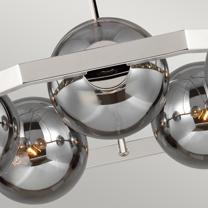 Quintiesse - HARPER rúdon függő csillár 5xE14/60W/230V, Ø 77,5 cm, fényes króm/füstszínű