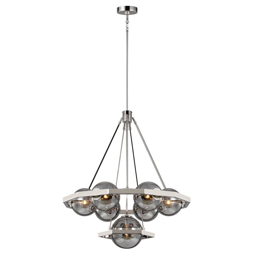 Quintiesse - HARPER rúdra szerelt csillár 7xE14/60W/230V, átm. 81,3 cm, fényes króm/füstszínű üveg