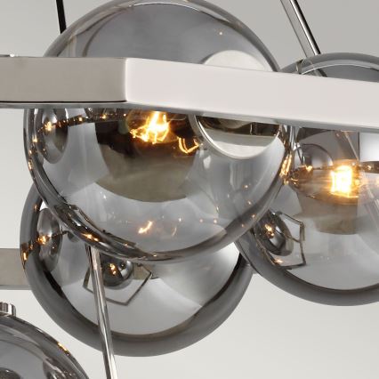 Quintiesse - HARPER rúdra szerelt csillár 7xE14/60W/230V, átm. 81,3 cm, fényes króm/füstszínű üveg