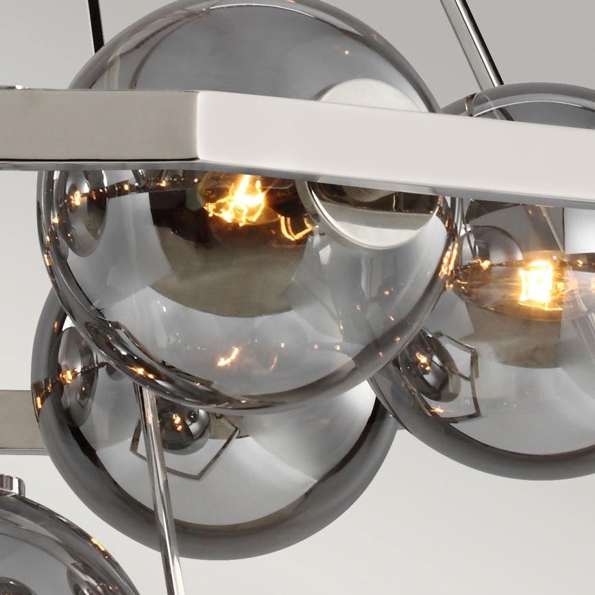 Quintiesse - HARPER rúdra szerelt csillár 7xE14/60W/230V, átm. 81,3 cm, fényes króm/füstszínű üveg