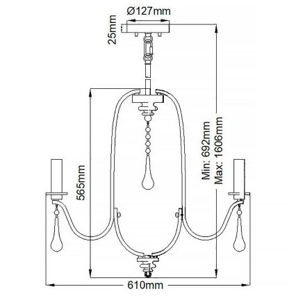 Quintiesse - KARLEE rúdon függő csillár 5xE14/60W/230V, átmérő 61 cm, matt króm