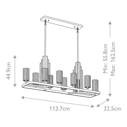 Quintiesse - Rúdon függő KIMROSE 10xE14/40W/230V, arany