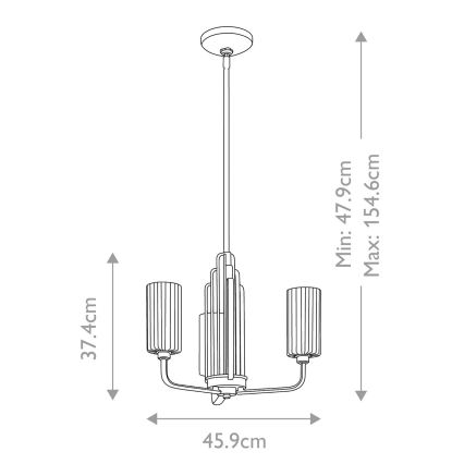 Quintiesse - KIMROSE rúdos csillár 3xE14/40W/230V Ø 45,9 cm, fényes króm