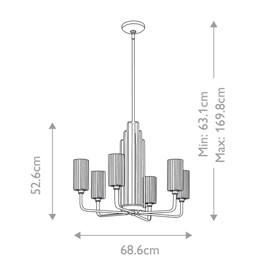 Quintiesse - Rúdos csillár KIMROSE 6xE14/40W/230V átm. 68,6 cm arany